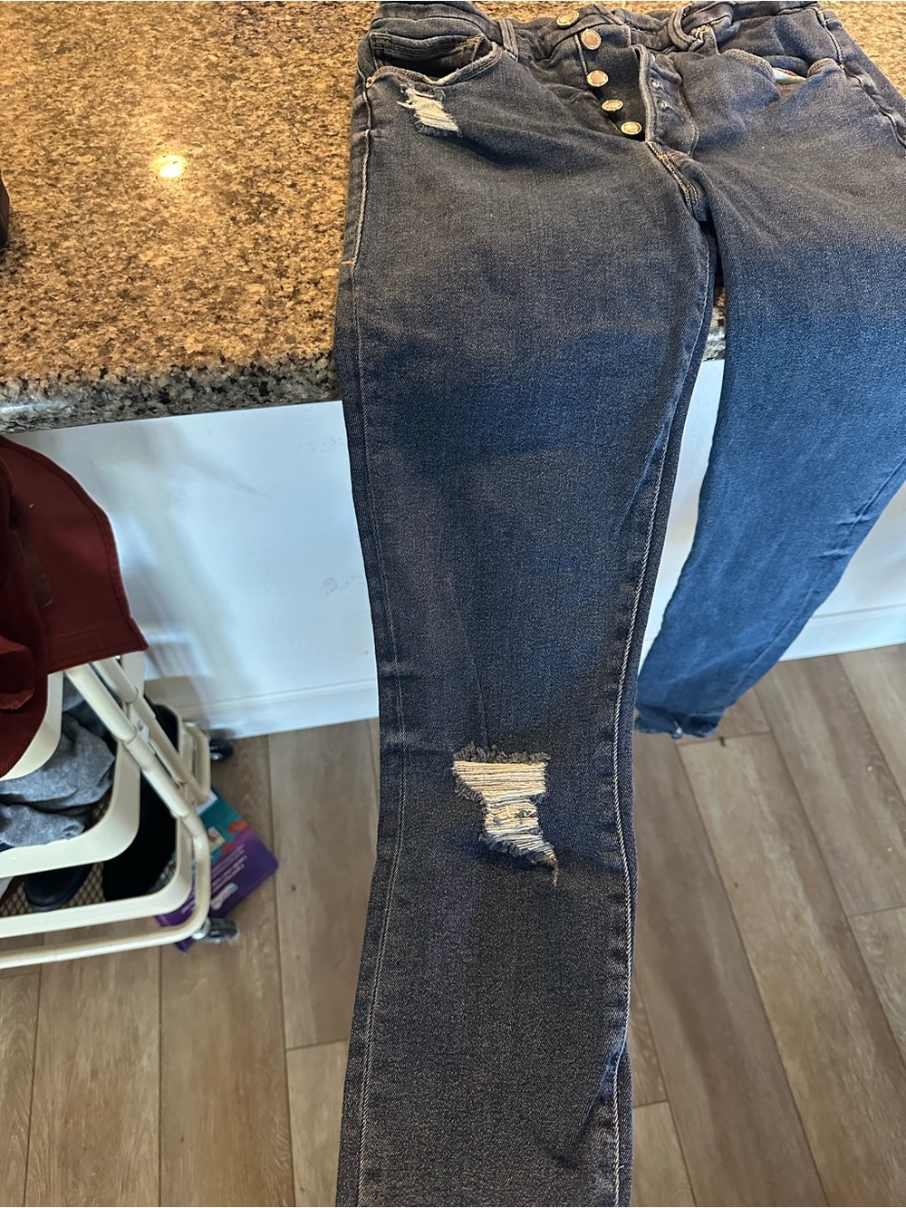 Good American Dark Blue Distressed Skinny Jeans